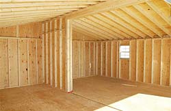 Inside view of pre fab double garage.