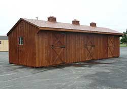Three stall barn w/ cupolas stained